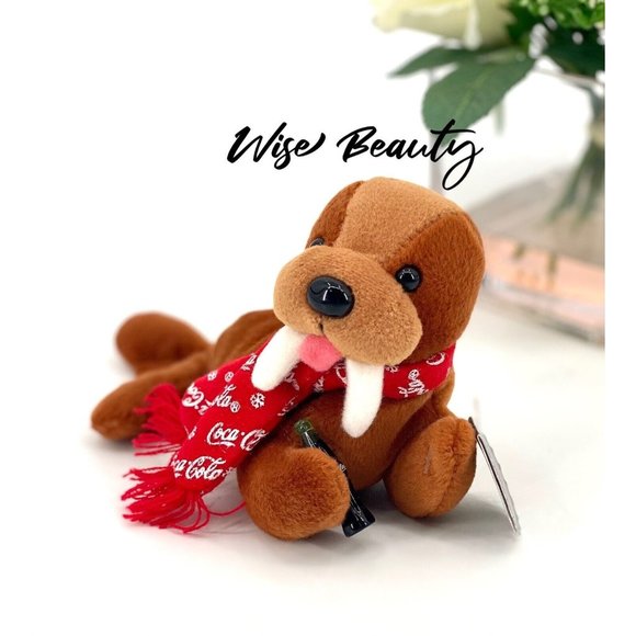 Coca Cola Walrus Bean Bag Plush With Coke Bottle & Red Logo Scarf Vintage 1998 - Picture 1 of 5